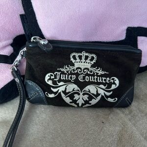 Juicy Couture Black and Cream Wristlet